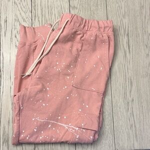 No Boundaries Pink Joggers with White Splatter